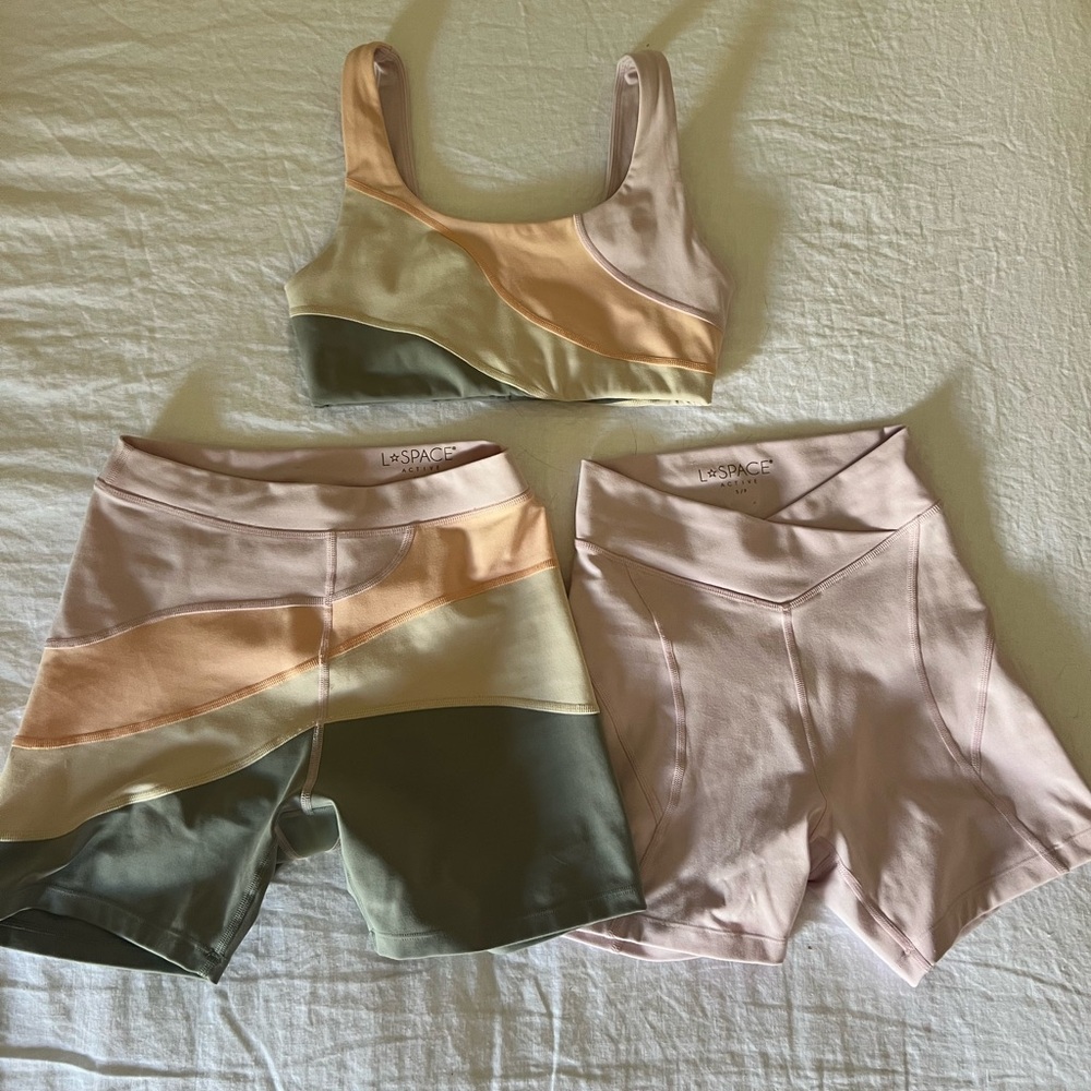 L*Space Active New Heights Biker Short & Sports Bra Set